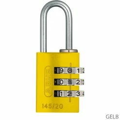 Abus 145/20 B/DFNLI Serrure à Combinaison -Antivol Soldes Boutique 46552ABUS145 20B DFNLI Zahlenschloss gelb