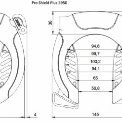 Abus Pro Shield Plus 5950 NR + 6KS + ST5950 Kit Antivol Pour Cadre -Antivol Soldes Boutique Abus technical drawing Pro Shield Plus 5950 3