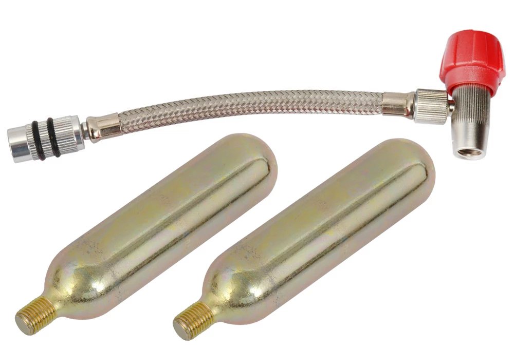 Radon Pompe à CO₂ Avec Raccord Aeroquip Flex +2 Cartouches 25 G 3 Radon Pompe à CO₂ Avec Raccord Aeroquip Flex +2 Cartouches 25 G